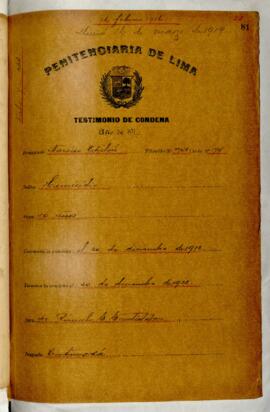 Testimonio de condena