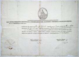 Certificado de juramentación