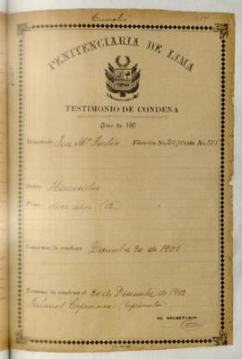 Testimonio de condena