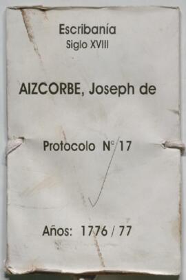 Protocolo notarial de Joseph de Aizcorbe