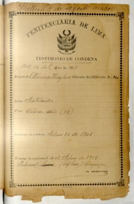 Testimonio de condena