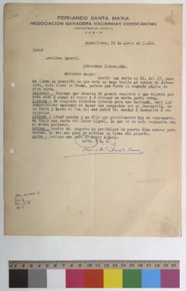 Nueva carta orden, envío de víveres y envío de sobres y cartas