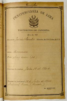 Testimonio de Condena
