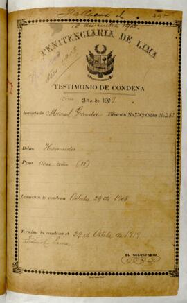 Testimonio de Condena