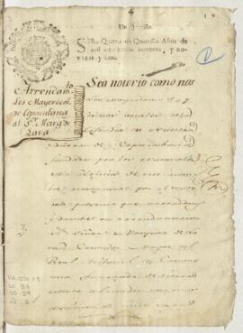 Testimonio de escritura de arrendamiento